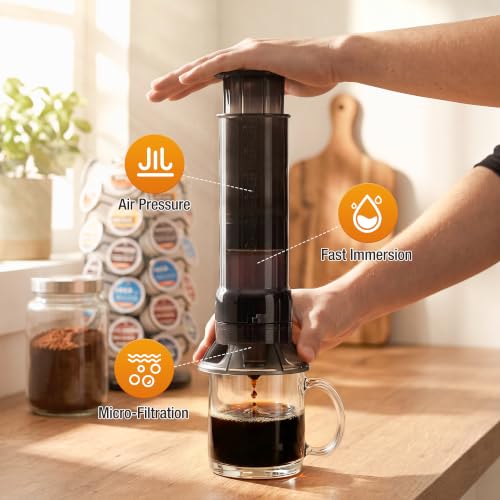 Camping French Press (FOR BREWING BOTH GROUND COFFEE AND K CUP POD)