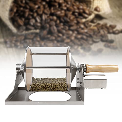 Coffee Roaster Coffee Bean Roasting Machine Small Household Gas Stove Coffee Bean Roasting Machine with Wooden Handle 1 Pound Capacity Glass Transparent Visible for Home Use