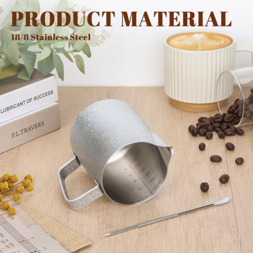 Milk Frothing Pitcher 12oz Frother Cup Barista Tools (Crackle / 12 Ounces)