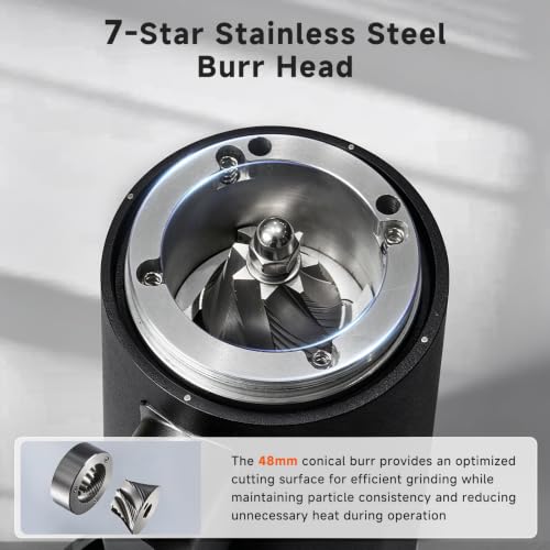 EDGE Plasma Electric Coffee Grinder Aluminum Automatic Coffee Bean Grinder for French Press Drip Coffee and Espresso Removable Fineness Adjustment Magnetic Suction Port with Cup (White)