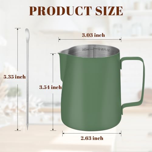 Milk Frothing Pitcher 12oz Frother Cup Barista Tools (Green / 12 Ounces)