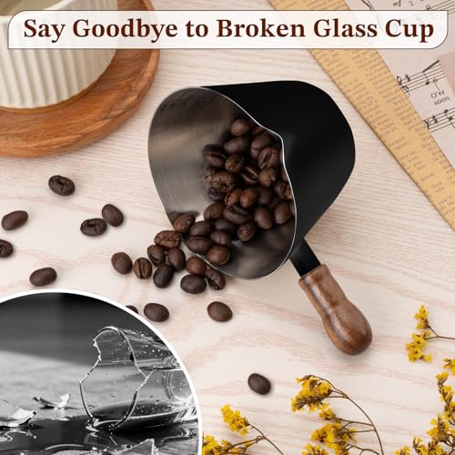 6.8oz Espresso Measuring Cup with Wood Handle & Double Spout (Black / 6.8 Ounces)