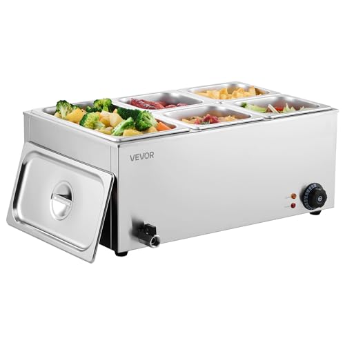 24QT Commercial Food Warmer (1x1/3Pan and 4x1/6Pan ;24QT)