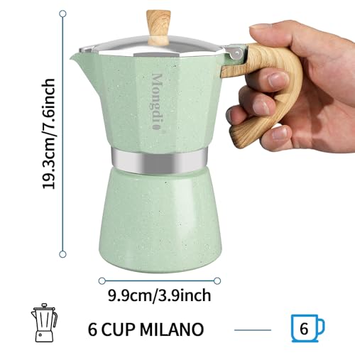 Moka Pot Stovetop Espresso Maker (Green / 6 cup)