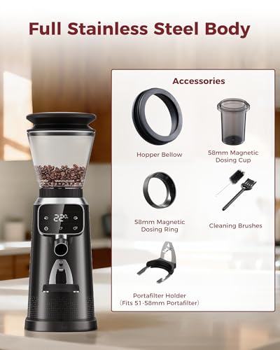 G2 Conical Burr Coffee Grinder with 70 Precise Grind Settings (Black)