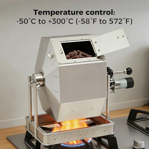 Coffee Bean Roaster Electric Coffee Roaster coffee Bean Baker Peanut Roasters Gas Burner Drum Type Stainless Steel for Home and Commercial Use (14.5L/3.83gal)