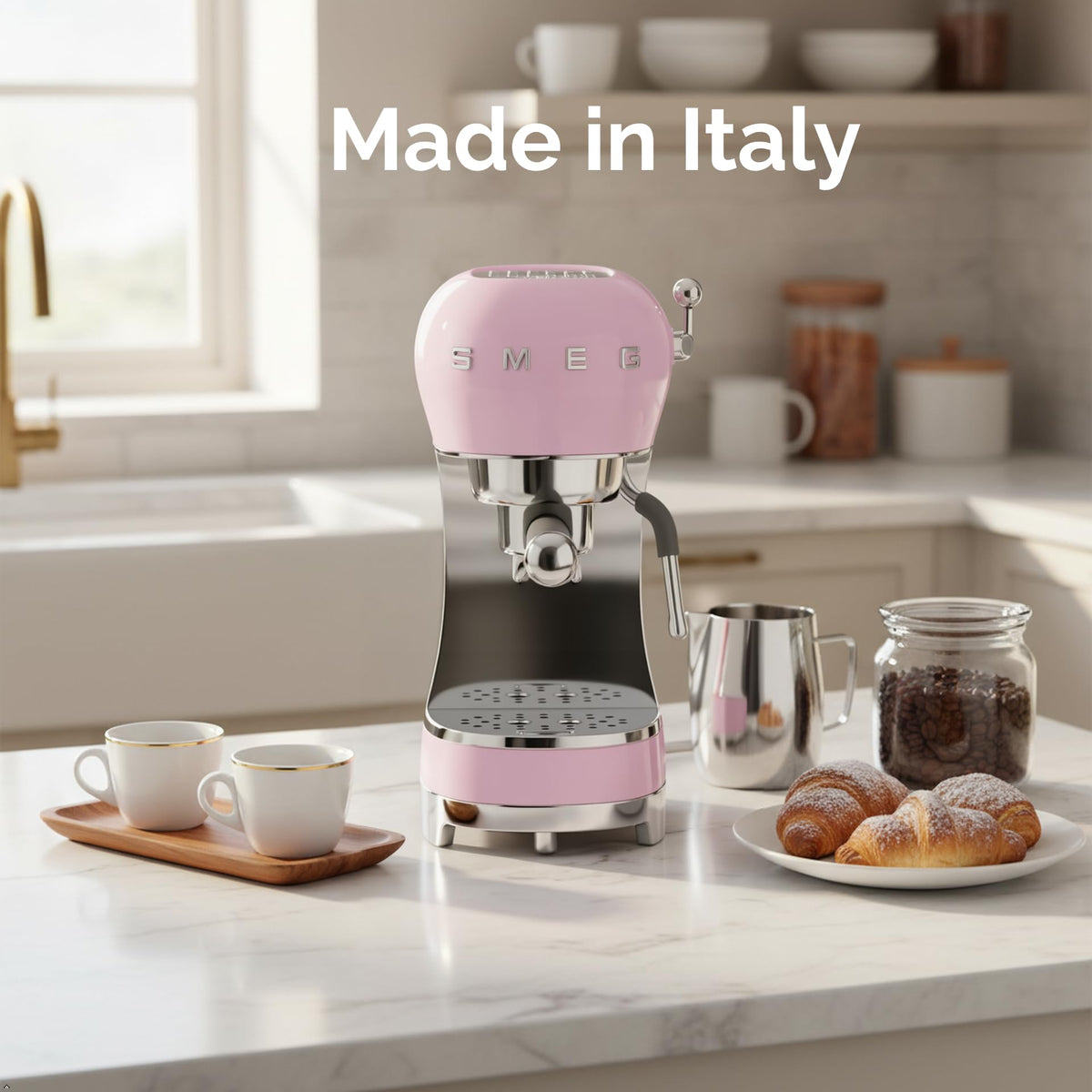 Manual Espresso Machine with Steam Wand (13" / Pink)