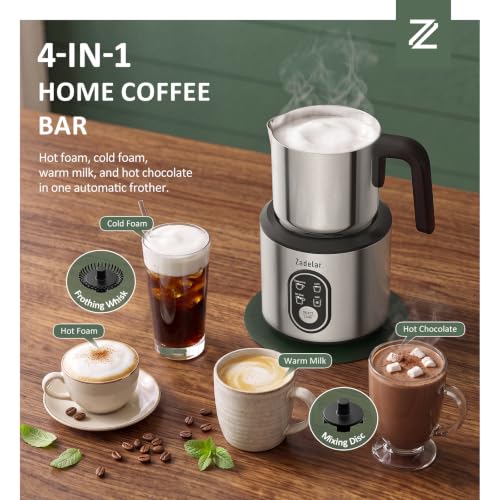 Milk Frother and Steamer (Stainless Steel-Forest Green Mat)