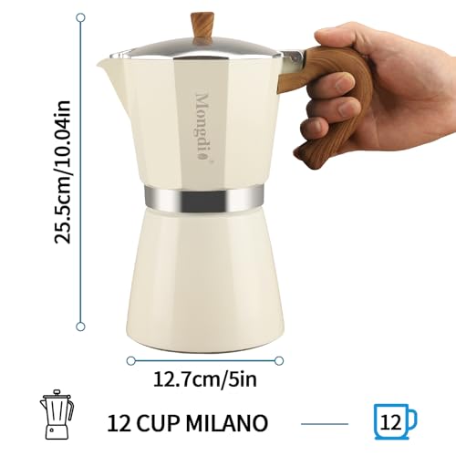 Moka Pot Stovetop Espresso Maker (White / 12 cup)