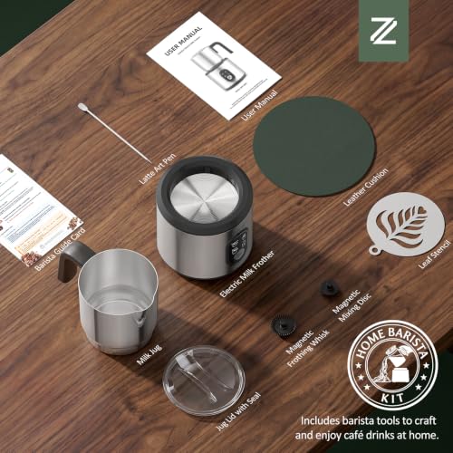 Milk Frother and Steamer (Stainless Steel-Forest Green Mat)