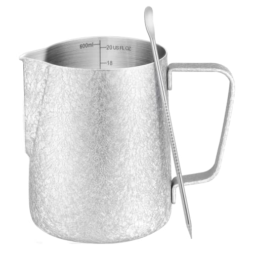 Milk Frothing Pitcher 20oz Frother Cup Barista Tools (Crackle / 20 Ounces)