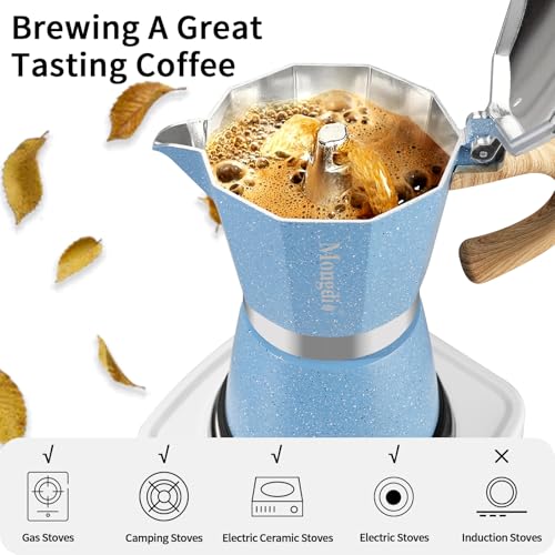 Moka Pot Stovetop Espresso Maker (Blue / 12 cup)