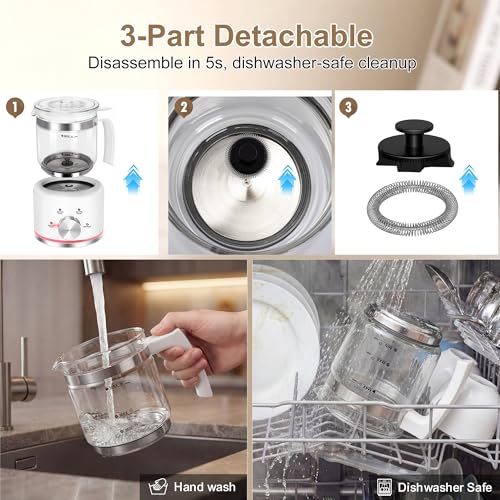 Milk Frother 16.9 OZ Electric Milk Frother and Steamer (Glass)
