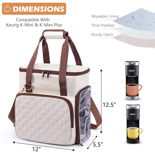 Travel Coffee Maker Carrying Case for Keurig K (Ivory / Fit for K-Mini)