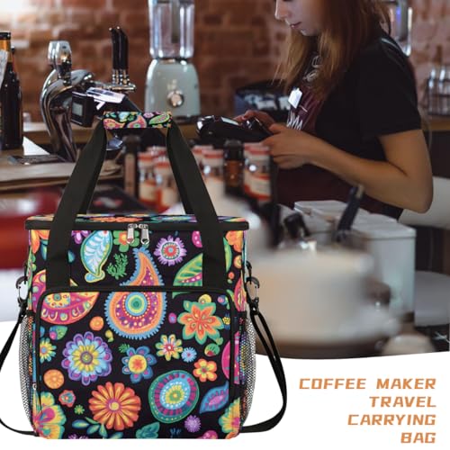 Beautiful Colored Flowers Coffee Maker Carring Bag Travel Carrying Storage Tote Bag Compatible with Keurig K (A-001)