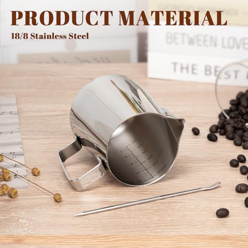 Milk Frothing Pitcher 12oz Frother Cup Barista Tools (Silver / 12 Ounces)