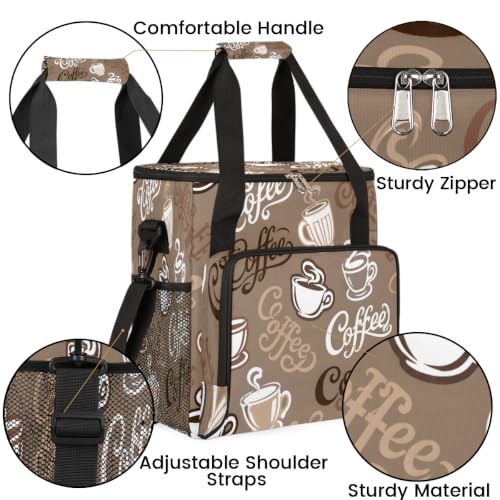 Coffee Maker Carring Bag Travel Carrying Storage Tote Bag Compatible (A12:Coffee Theme)