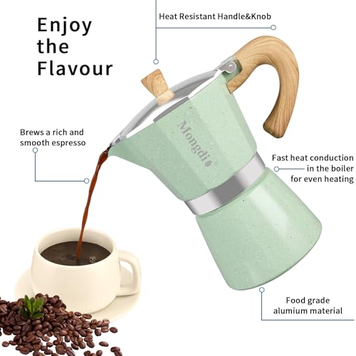 Moka Pot Stovetop Espresso Maker (Green / 9 cup)