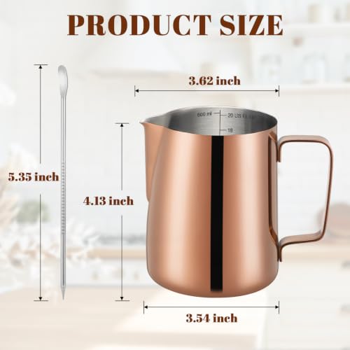 Milk Frothing Pitcher 20oz Frother Cup Barista Tools (Rose Gold / 20 Ounces)