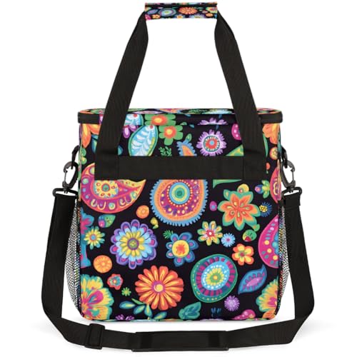 Beautiful Colored Flowers Coffee Maker Carring Bag Travel Carrying Storage Tote Bag Compatible with Keurig K (A-001)