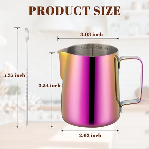 Milk Frothing Pitcher 12oz Frother Cup Barista Tools (Multipurple / 12 Ounces)