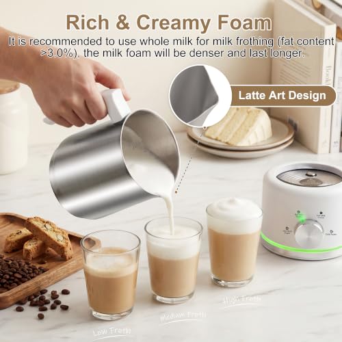 Milk Frother 16.9 OZ Electric Milk Frother and Steamer (White)