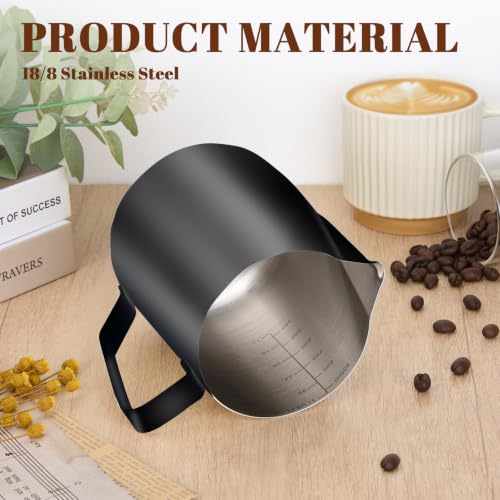 Milk Frothing Pitcher 31oz Frother Cup Barista Tools (Black / 31 Ounces)